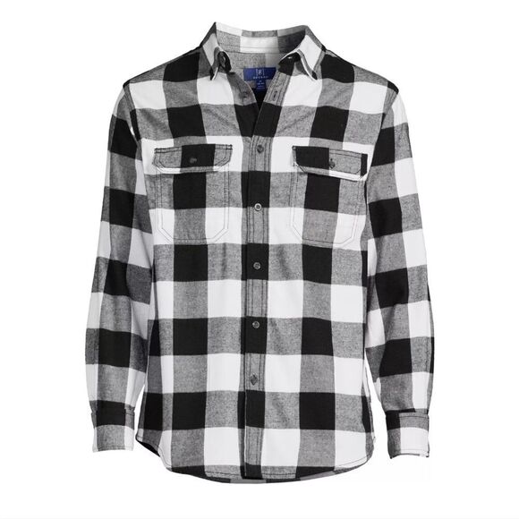 GEORGE Mens Super Soft Flannel Shirt XL 46-48  Buffalo Check Black White New - Picture 1 of 7